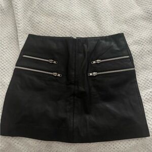 Walter Baker Black Mini Skirt with Silver Zipper Accents